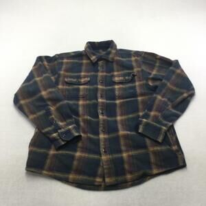 Orvis Shirt Mens Large Blue Plaid Flannel Long Sleeve Button Up Pockets Casual